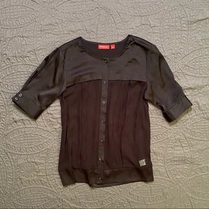 New York and Company Black Satin Blouse